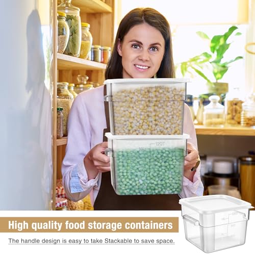 FoldTier 2 Pieces Square Food Storage Containers Polycarbonate Clear food Container with Lid Commercial Storage with Graduations for Commercial Kitchen Dough Marinating Meat(White,12 Qt) - color: White, size: 12 Qt