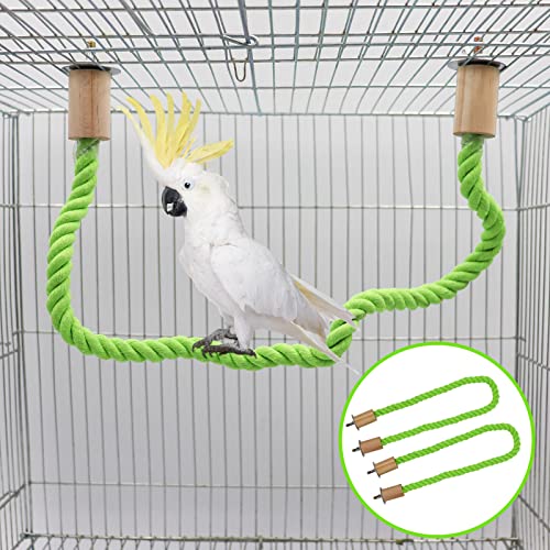 2 Pack Bird Hemp Rope Perch Swing, Bird Cage Stand Pole Accessories, Paw Grinding Standing Climbing Perch for Parrot, Parakeet, Budgies, Lovebirds(23.62"/60 cm) - color: Green, size: 23.62 inches