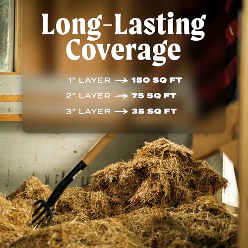 HealthiStraw FarmStraw Coarse Cut 3 cu ft (25lb) Expands up to 10+ cu ft – All-Natural, Wheat Straw Chicken Bedding for Clean, Dry, Odor-Free Coops, Dust-Free, Insulative, Absorbent – Sustainable