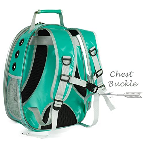 Bubble Cat Carrier Backpack Transparent Pet Carrier Backpack for Small Puppy and Bunny (Green, Backpack) - color: Green