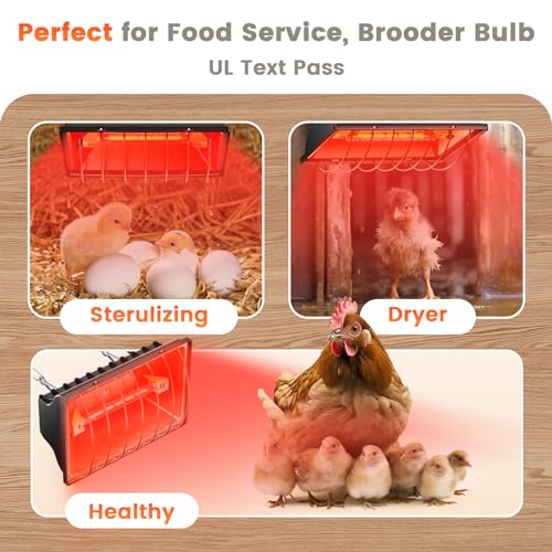 300W Chicken Coop Heat Lamp Brooder Heater for Chicks | 9.84ft Cord UL Passed Heating Plate & Heat Lamp with Adjustable Hanging Height for Livestock Supplies Indoor Warmer(2 Pack)