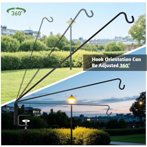 ERYTLLY Heavy Duty Deck Hook, Extensible and Adjustable Deck Hook with 2" Non Slip Horizontal Clamp for Hanging Bird Feeder, Plants, Suet Baskets,Wind Chimes,Lanterns and More - size: Deck Hook - Adjustable Length - 1 Pack