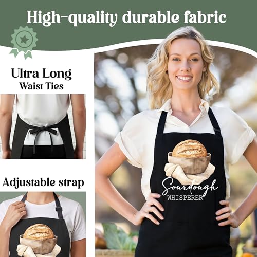 Sourdough Whisperer Apron for Women with Large Pockets - Funny Baking Aprons, Adjustable Professional Kitchen Apron for Bread Making, Grilling - Unique Sourdough Gifts for Bakers & Moms - C12 - color: Sourdough Whisperer 2