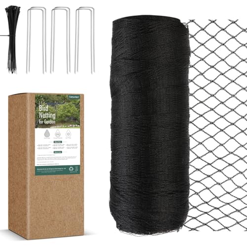 Bird Netting for Garden, Fetanten 13 x 16 FT Netting for Garden Protection | Heavy Duty Woven Bird Mesh Garden Netting for Vegetable Fruit Trees Blueberry Against Deer Chicken Poultry with Ties, Staples - size: 13 x 16.5FT