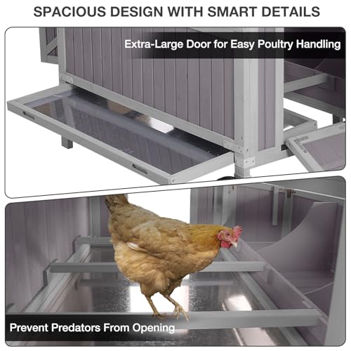 GUTINNEEN Chicken Coop with Large Wheels for 3-6 Chickens, Mobile Wooden Hen House with 3 Nesting Boxes, Removable Tray, Durable Outdoor Duck Coop Rabbit Hutch - size: 48.6"L x 41.0"W x 51.2"H