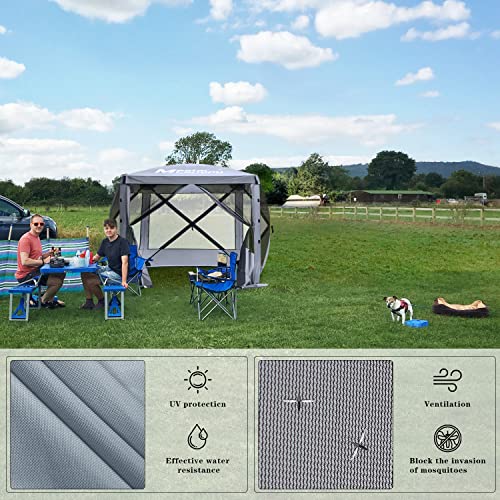 MASTERCANOPY 6x6 Portable Screen House Room Pop up Gazebo Outdoor Camping Tent with Carry Bag (6x6,Grey) - color: Gray, size: 6x6 ft