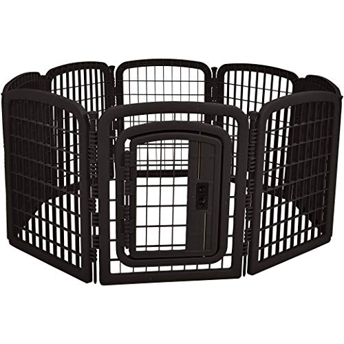 Amazon Basics 8-Panel Octagonal Plastic Pet Pen Fence Enclosure With Gate, 59 x 58 x 28 Inches, Black - color: Black, size: 28-Inch