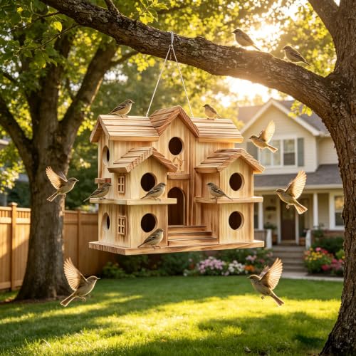 10-Room Purple Martin Bird House – Handcrafted Solid Cedar, Weatherproof