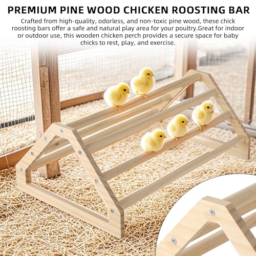 TonGass 3-Pack 15.75" Extra Long Chicken Perch | Freestanding Roosting Bar for Baby Chicks, Durable Polished Pine Roosting Bar, Perch Stand for Chicken Brooder