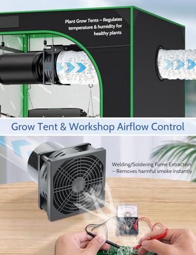 Wathai 120mm x 38mm 4 Inch Small Exhaust Fan 12V Duct Fan with Speed Control, Fume Extractor for Paint Booth, Soldering, Laser Engraving, Greenhouse Ventilation - style: 120x38mm 2 duct