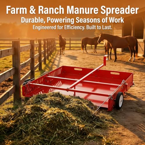 2-in-1 Horse Manure Scooper, Tow Behind Yard Sweeper for ATV UTV | 2-in-1 manure scooper and tow-behind trailer with dual hitch options for paddocks, fields, lawns, and longer grass.