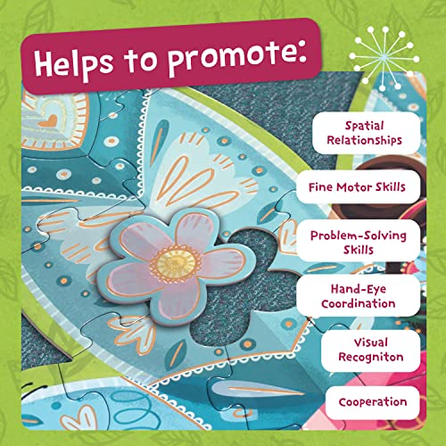 Peaceable Kingdom Jumbo Fairy Floor Puzzle 50 Pieces | A 50-piece floor puzzle that builds focus and patience. Includes storage box with a carrying cord. - style: Fairy