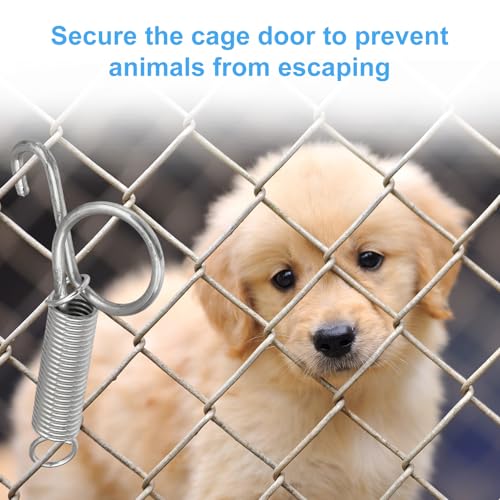 20 Pack Spring Door Latch for Rabbit Cages Metal Pet Spring Door Latch Lock | Multi-Functional for Fixing Birds Small Animal, Chicken, Dog, Cat, Parrot, Guinea Pig, Squirrel Cages Clips