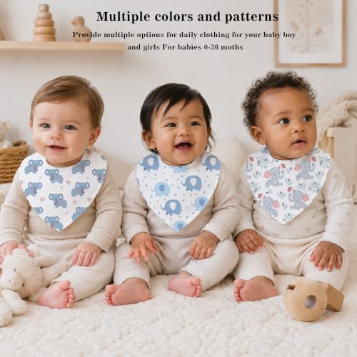 Baby Organic Cotton Teething Cloth Newborn Baby Burp Cloth Bandana Drool Cloth for Drooling Cotton Baby Gifts - color: Elephant