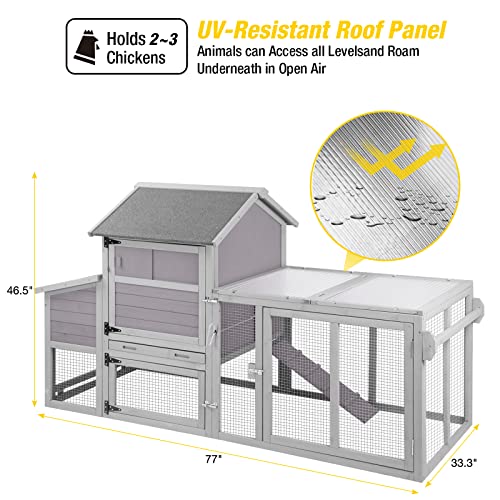 Chicken Coop with Two Houses and Run Double for 4-8 Chickens Wooden Chicken House Poultry Cage