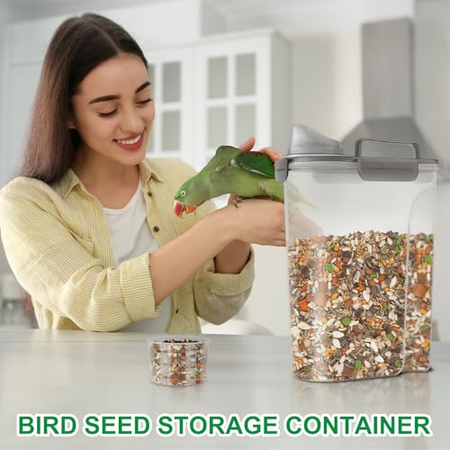 TBMax 5 Lbs Cat Dog Food Storage Container, Secondary Pet Food Storage Container Beyond a Large Dog Food Bin for Daily Use, Easy-Pouring Bird Seed Dispenser, Travel Kibble Holder -Transparent Grey - color: Translucent Black, size: 6 Qt