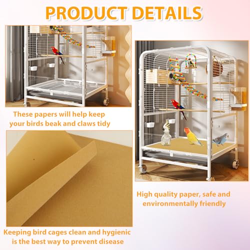 50 PCS Gravel Liner Paper for Bird Cage 10 x 16 Inch Bird Cage Paper Liners Birdcage Cage Liner for Birdcage Parrots Cockatiels - size: 10X16INCH