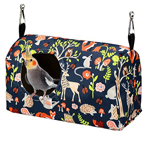 ShuRung Parrot Cockatiel Warm House Bird Nest Bed Winter Hanging Hammock Birds Sleeping Bed Parrot Hideway Bed Polyester Fabric for Parrot Parakeet Cockatiels Budgies Lovebird African Grey (S) - size: S