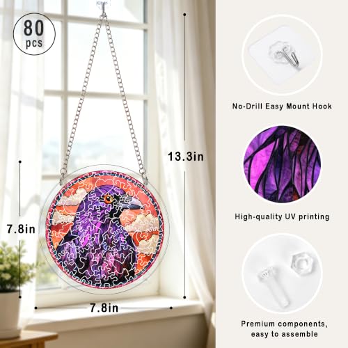 Purple Eagle Acrylic Jigsaw Puzzle Suncatcher Bird Window Decor 7.8" | Acrylic Jigsaw Puzzle Decor, Birthday Gifts for Women Nana, Mothers Day Gifts for Mom Grandma, Christmas Stocking Stuffer - size: 7.8 x 7.8 IN