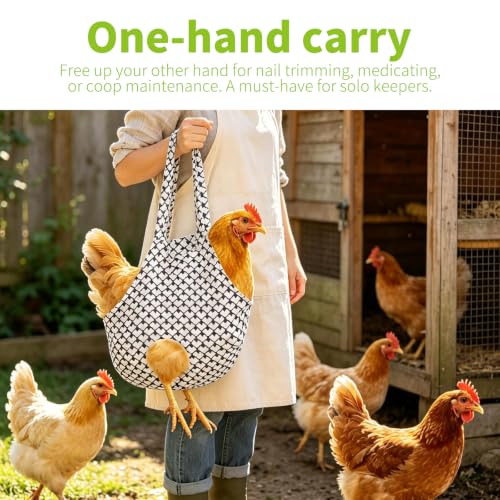 2 Pack Chicken Carrier Machine Washable Poultry Sling Bag | Gentle secure restraint for hens/roosters. Easy one-hand catch & carry. Ideal for medication, transport & daily coop care. - color: Black