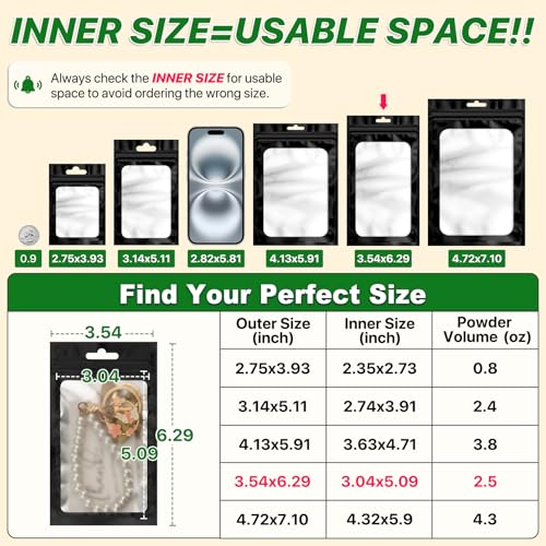 ANZNKU 100 Pcs Black Mylar Bags, Resealable Smell Proof Small Foil Pouches | 3.54x6.29", Frosted Clear Window, Plastic Packaging Bag for Small Business Candy Jewelry Treat Goodie Favor, Seal Zip Baggies - color: Black, size: 3.54x6.29 inches