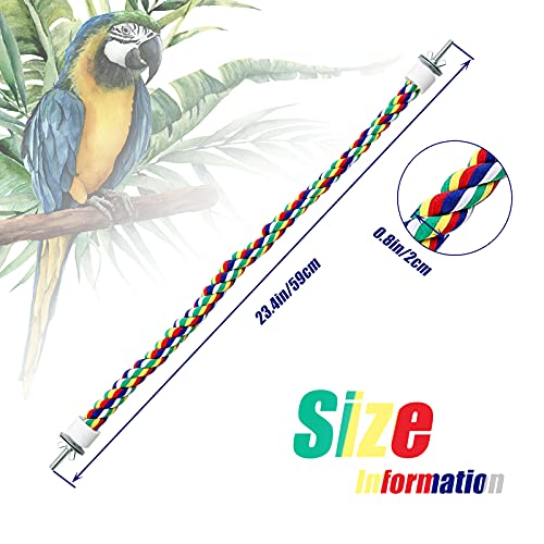 Weewooday 2 Pcs Bird Rope Perches Climbing Rope Bird Cage Accessories for Parrots, Parakeets, Cockatiels, Conures(21.6 Inch) - size: 21.6 Inch