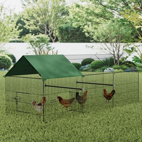 STILLCOVE Large Chicken Coop Run Outdoor: 130" × 40" Duck Pen with Cover | Rust-Resistant Design, Metal Poultry Cage Pet Playpen for Rabbit, Bunny, Cat, Kitten, Dog, Doggy, Duck, Hen, Quail, Goose