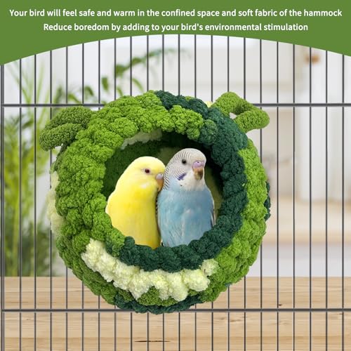 Hamiledyi Bird Nest Warm Snuggle Hut Bird Bed Fluffy Bird Sleeping Bed Parrot Nest Hammock Bird Shed Hut House Plush Snuggle Bird Hammock for Parakeets Cockatiels Conures Lovebirds (Medium) - size: Medium