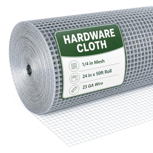Hardware Cloth 1/4in 24inx50ft Hot Dip Galvanized 23 Gauge Chicken Wire Fencing Roll Poultry Animal Netting Cage Screen Chicken Coop Accessories Garden Plant Supports - size: 1/4'' 24'' X 50'