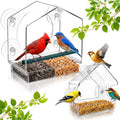 Window Bird Feeder with Non-Marking Self-Adhesive Hooks, 2 pcs Clear and Transparent, Outdoor Wild Bird Watching Gift for Finches, Cardinals (1 Large+1small Acrylic) - color: Off-white