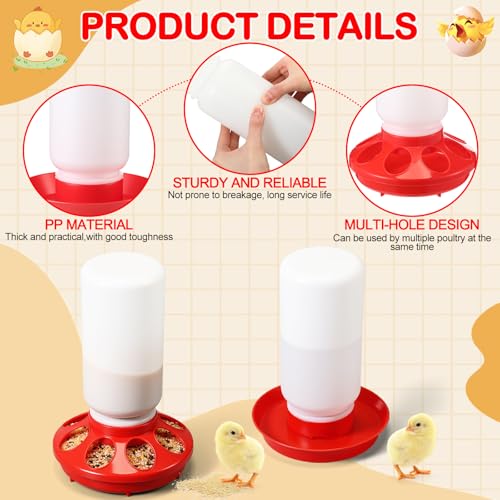 AceOrbit 12 Pcs 0.3 Gal Chick Feeder and 0.3 Gal Waterer Set Baby Chicken Supplies Poultry Starter Kit Plastic No Waste Chick Coop Brooder Accessories for Small Chicken Quail Pigeon Duckling Birds