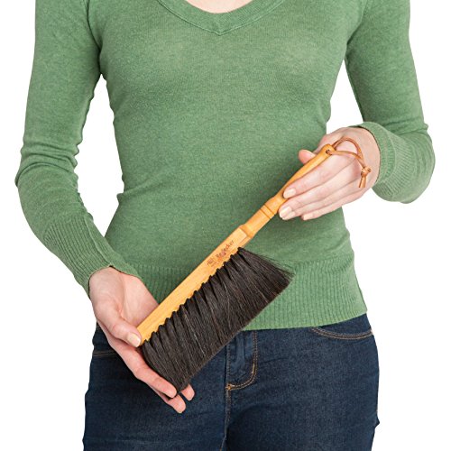REDECKER Horsehair Fiber Hand Brush and Dust Pan Set - Wooden Broom and Dustpan Set for Home - Outdoor Dust Pan and Brush - Oiled Beechwood Handles - Large Capacity Stainless Steel Dust Pan