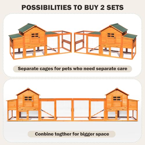 Large Wooden Chicken Coop for 4-6 Chickens, Secure Outdoor Hen House with Enclosed Run, Weather-Resistant Roof, Easy-Clean Slide-Out Tray & Nesting Boxes (Includes 2 Training Eggs)