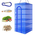 Hanging Drying Net Foldable Drying Rack Net Dryer 19.7"x19.7"x37.4" 6 Layer Folding Fish Mesh Collapsible Dry Net with Zippers for Drying Seeds Fish Vegetables Fruit Herb Food - color: Blue