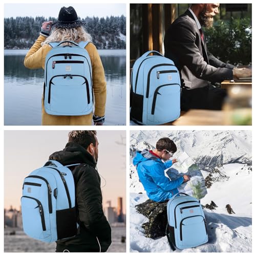 Laptop Backpack,Business Travel Anti Theft Slim College Backpack | Water Resistant Durable Computer Bag Gift for Women & Men Fits 15.6 Inch Laptop and Notebook - Pale Blue - color: Pale Blue, size: 15.6 Inch, style: Laptop