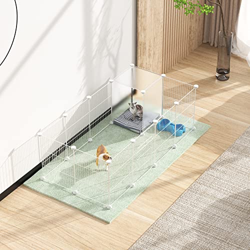 Pet Playpen, Small Animal Cage DIY Wire Fence with Door 15 Panels, White | Portable Yard Fence for Indoor or Outdoor, for Small Animal, Puppies, Kitties, Bunny, Guinea Pigs, Turtle - style: White