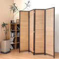 4 Panel Bamboo Room Divider Screen,5.6 FT Tall Bamboo Divider Folding Panel Screen,Freestanding Panel Divider for Room Seperation,Brown - color: Brown, size: 4 Panel