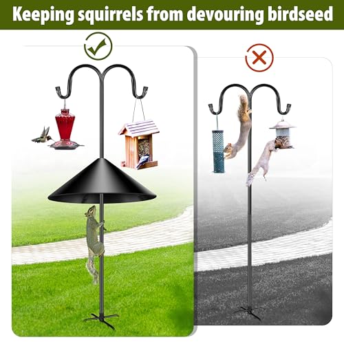 Squirrel Baffle,19-Inch Squirrel Baffle for Bird Feeder Pole,Squirrel-Proofs for Outdoor Shepherd's Hooks，Outside Pole Mount Squirrels Guard(Black 2 Pack - color: Pole mount-Black 2p