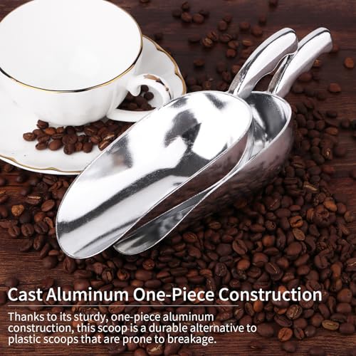 12 Oz Cast Aluminum Bar Ice Scoop Suitable for wedding, buffet (Silver-2pc) - color: Silver-2pc