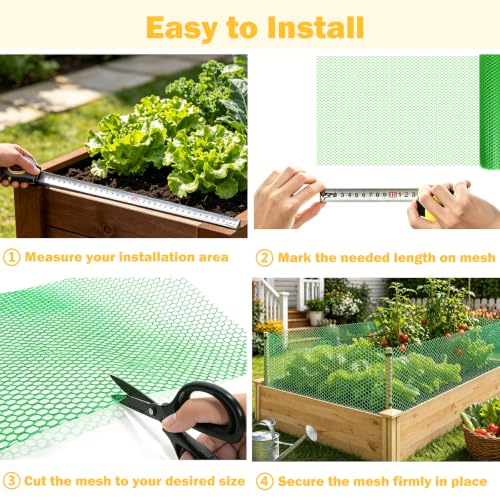 Jollybower 15.7IN x 10FT Plastic Chicken Wire Mesh Fence, Easy Install Chicken Wire Fencing, Garden Netting & Animal Barrier for Animals,Plant,Pet-1pack，Green - color: Green