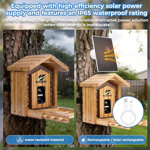 Bamboo Smart Bird Feeder 4K Camera AI ID Solar IP65 1.5L(L)