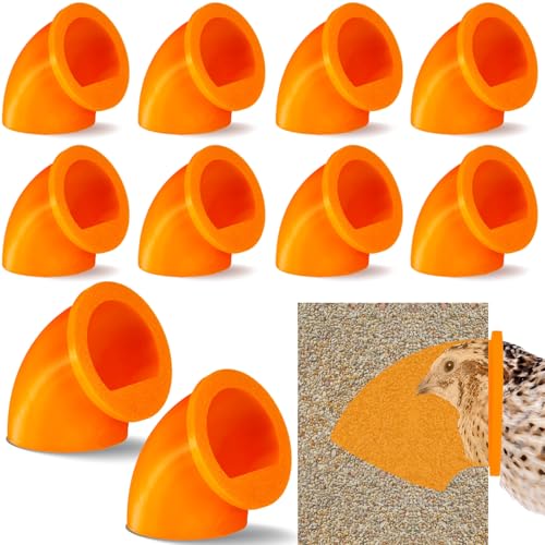 Teenyyou 20 Pack Quail Feeders No Waste Chicken Feeder Port DIY Chick Feed Saver Quail Supplies for Coturnix Small Poultry Farm Bucket Bin Container (1 Inch,Orange) - color: Orange, size: 1 Inch