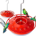 Hummingbird Feeder for Outdoor, Bee Ant Resistant, Flat, Plastic, 2 PK, Red | BPA free, 14 Feeding Ports, 13 OZ, 1.2LB,No Leak, Easy to Clean and Refilling, Hanging - style: 2 Pack