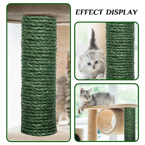 Green Sisal Rope, 1/4 Inch, 32-Feet, for Cat Scratching Post, DIY Hemp Twine, 6mm, 10m - color: Green, size: 1/4 inch by 32 feet