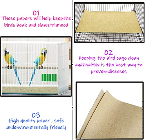40PCS Gravel Liner Paper for Bird Cage,11x17 In Bird cage Liner Paper-Gravel Paper Special for Bird Cage in Sea Sand,Parrot Cage Sandpapers Cushion Pad Pet Bedding Accessories (40PCS 11 x 17 Inch)