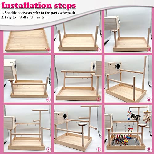kathson Bird Playground,Parrot Play Stand,Parakeet Play Gym with Breeding Box and Food Cups,Cockatiel Perch Stand with Chewing&Exercise Toys,Birds Playstand for Budgie Conures Lovebirds