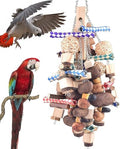 Bissap Large Parrot Chew Toys, 20.8in Bird Parrot Hanging Bite Wooden Blocks Cage Fun Toy for Macaw African Greys Cockatoo Eclectus Budgies Parakeet Cockatiel ect Large Medium Birds