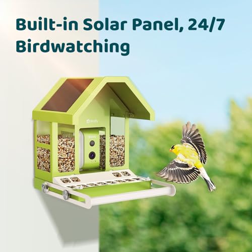 Smart Bird Feeder with Camera, Durable Metal Feeders for Outdoors, Auto-Identify & Record Video, Instant Alert, Live Bird Watching Camera Solar, Gifts for Backyard Birder (AI Lifetime Free) - style: AI Lifetime Free