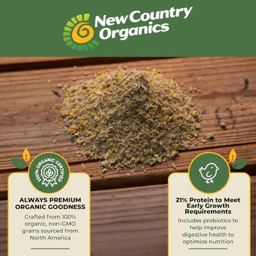New Country Organics | Starter Feed for Baby Chicks | Soy-Free | 21% Protein | Certified Organic and Non-GMO | 25 lbs - size: 25 Pound (Pack of 1)