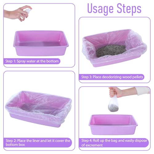 50 PCS Disposable Plastic Cage Liners, Small Animals Leak Proof Toilet Film Litter Pan Bags Film Litter Box Liner for Rabbits, Guinea Pigs, Chinchillas, Hedgehogs, Birds